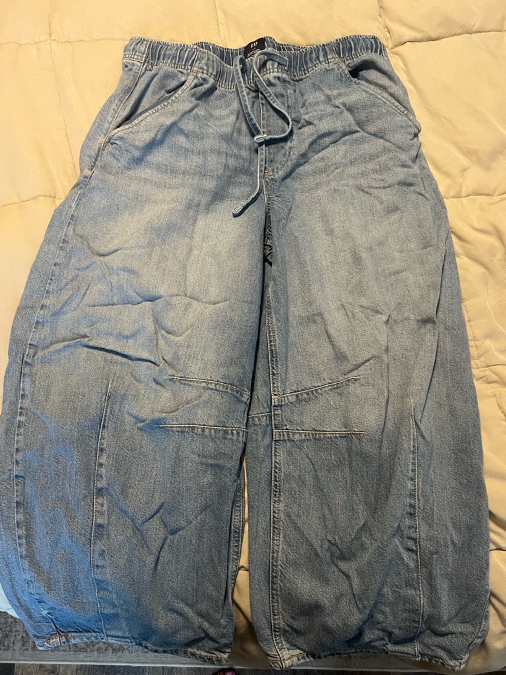GAP Light Blue Elastic Waist Denim Barrel Style  Pants